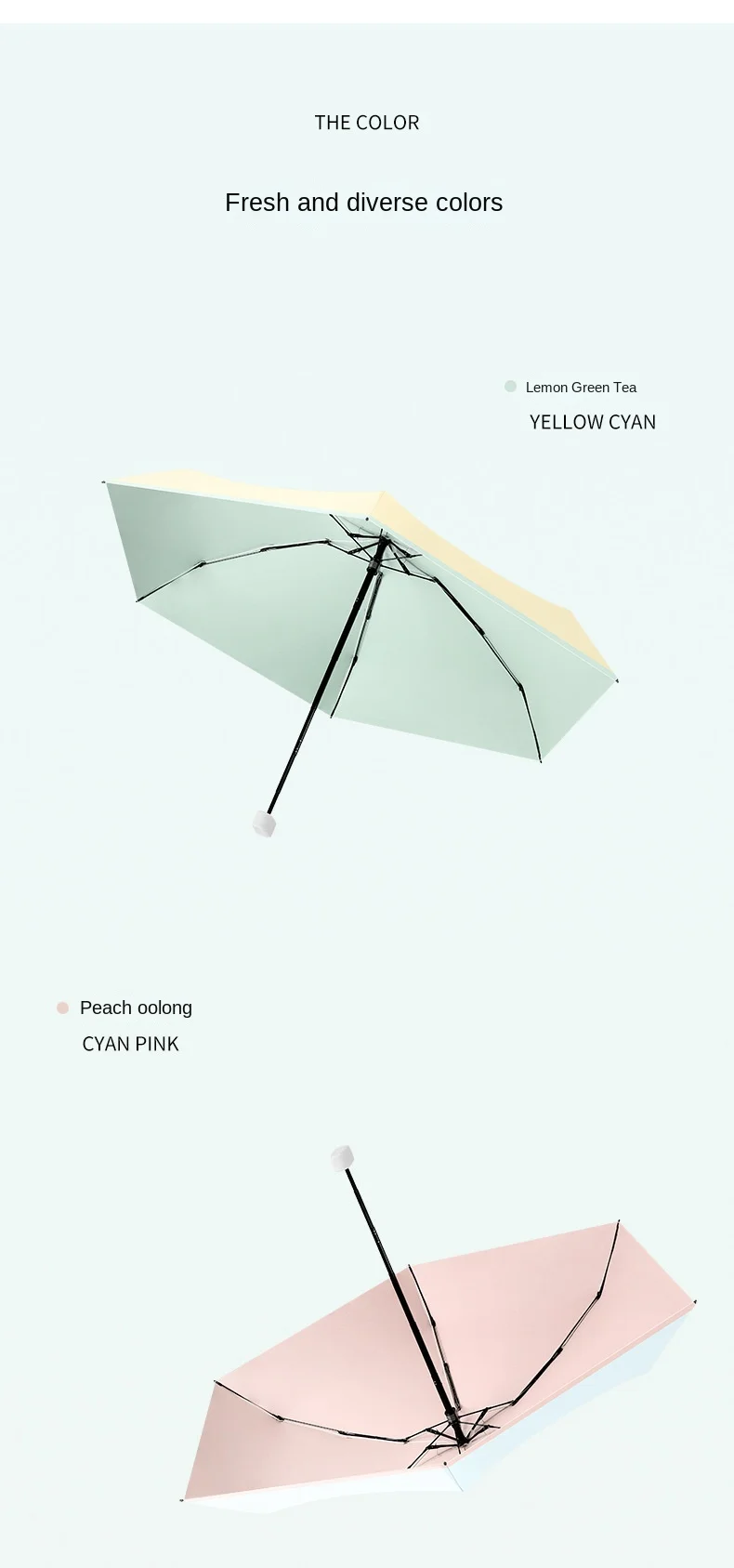 China Factory High Quality 6 Steel Ribs 6 Fold Silver Coated Umbrella Mini Small Size Umbrella
