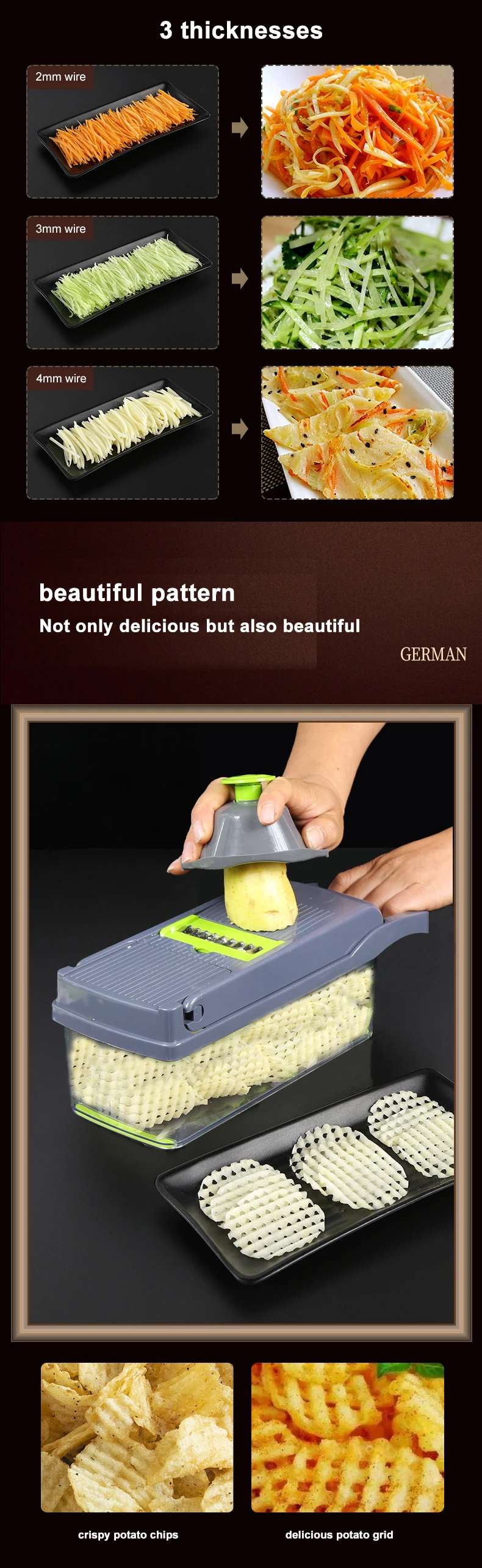 Manual Multifunctional Vegetable Mandolin Slicer Onion Cutter Food