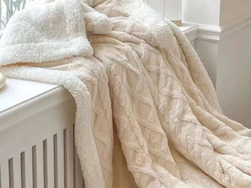 3D Jacquard Lattice Reversible Sherpa Throw Blanket Super Soft Cozy Fleece Lightweight Warm Thick Plush Fuzzy Fluffy Modern