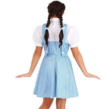 Costume Da Dorothy Per Bambina (4-12 Anni) – 3 Pezzi, Abito A Quadri Blu Con Fiocco, Fermaglio E Calzini Bianchi, Per Mago Di Oz