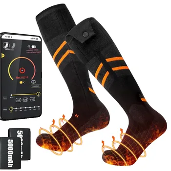 New Three-Gear Temperature-Regulating Long Electric Heating Sports Socks Thickened Ski Socks for Men Women Outdoor