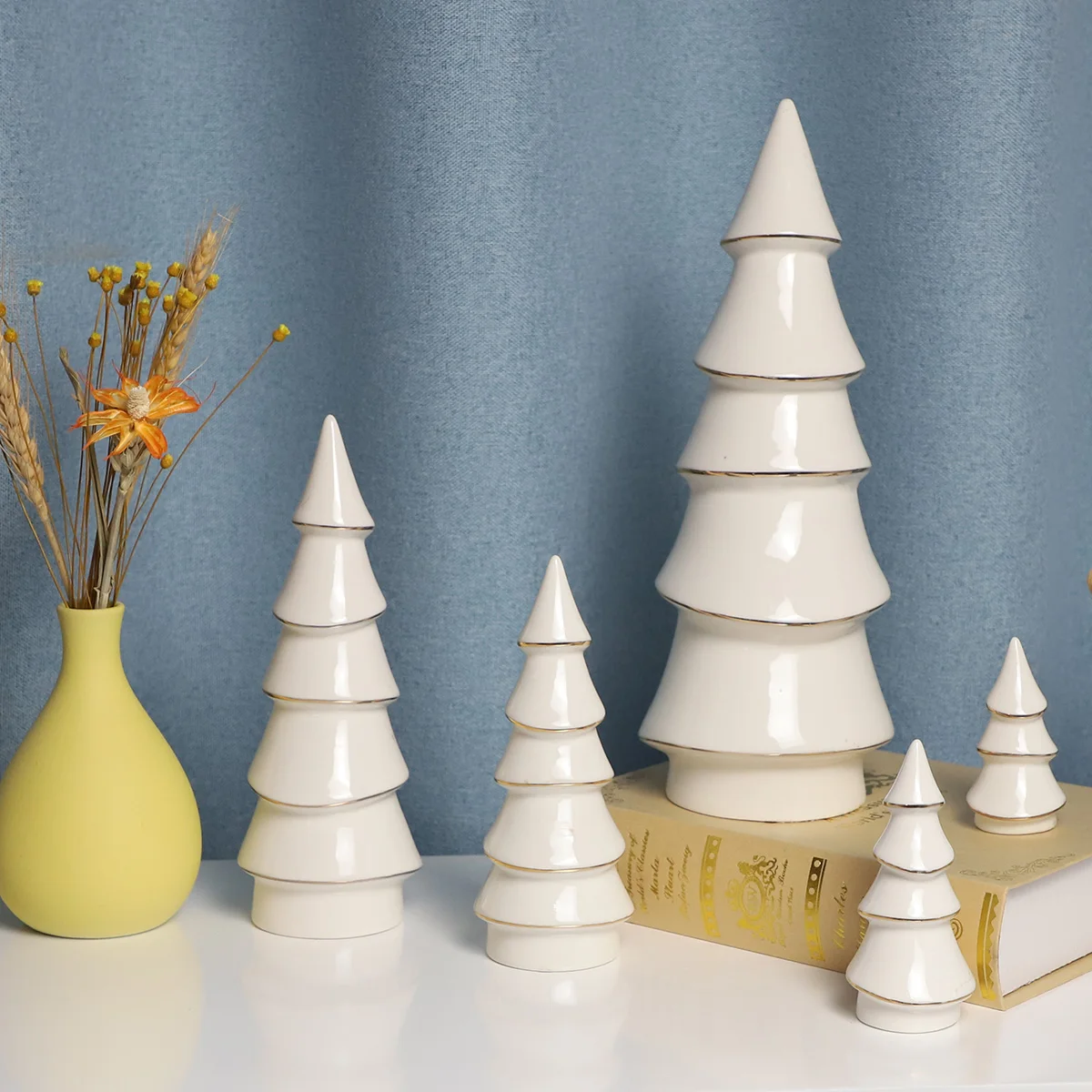 Home decor pure delicate desktop premium ornaments decorative ceramic christmas tree for easter  party gift business