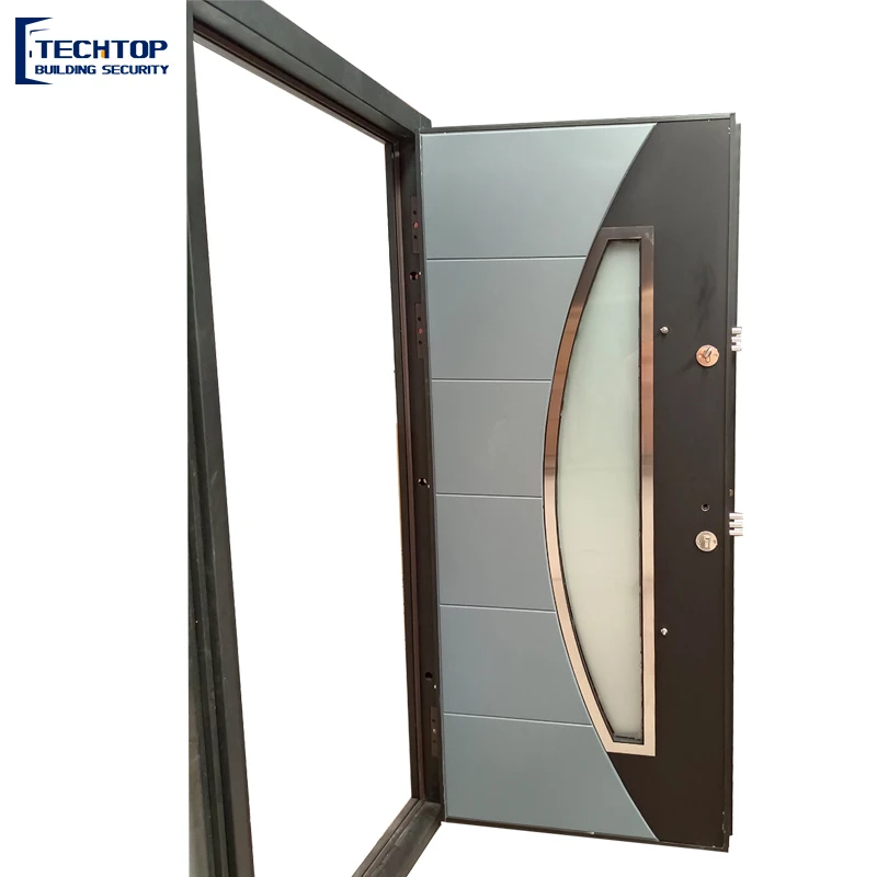 TECHTOP Customized Home Front Exterior Main Entry Steel Security Doors Bullet Proof Residential Security Israel Door for House