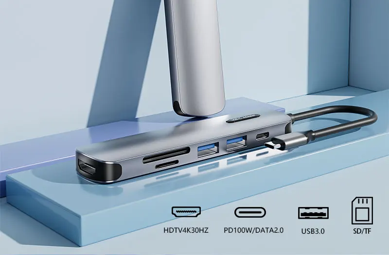 Chinese factory supplier supply  Usb C Docking Station Hub 6 Ports Pd3.0 100w Hdtv 4k Usb 3.0 Tf Sd Card Reader Laptop Notebook Adapter 6 In 1 Type C Hub - Buy 6-in-1 Usb C Hub Multiport Adapter Type C Usb Hub multifunctional 6 In 1 Adapter Station 3 X Usb 4k Md Usb-c Oplader Tf Type C Hub usb C Hub Multiport Adapter 6 In 1 Portable Dock Hub 4k Adapter Usb Type C Hubs