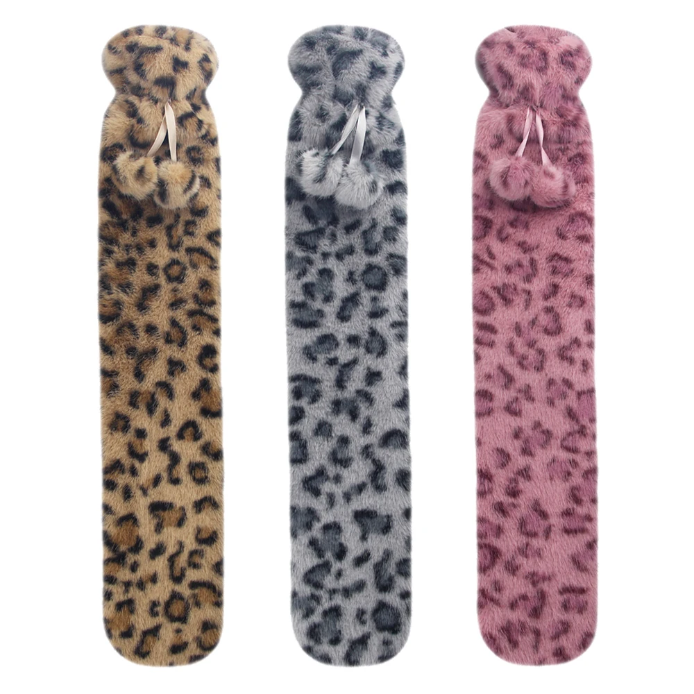 hot selling long hot water bag heat pack hot water bottle with plush faux fur cover