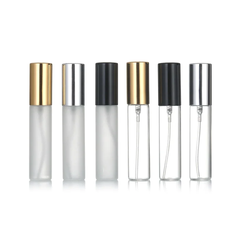 5ml 10ml Clear Frosted Mini Fragrance Vials Attar Perfume Oil Glass Spray Pump Bottles With Paper Box Packaging