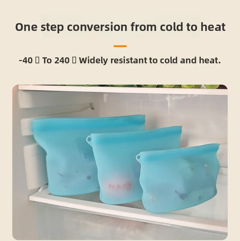 Portable Food-Grade Silicone Bags Microwaveable & for Fresh-Keeping Sorting & Travel Packaging Storage supplier