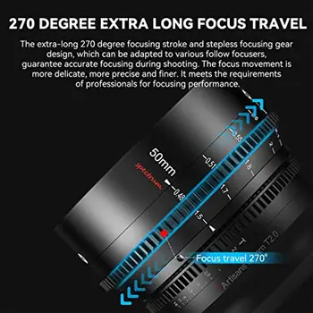 7artisans 50mm T2.0 Large Aperture Full Frame Cine Lens Manual Focus for Lei Ca L Sony E Canon R Nikon Z Mount Cinema Lens detail image