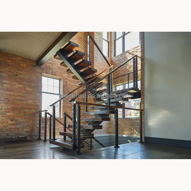 Поддержка под заказ, современные стеклянные перила, деревянные лестницы