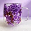 Dried flower cup (purple embroidered flower - orange crystal)