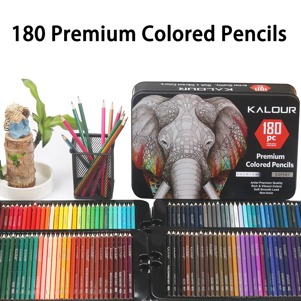 KALOUR 180 Colors Professional Colored Pencils Set Fine Art Drawing  Non-toxic Oil Pencils Set for Sketching Coloring Pencil