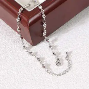 Dainty PVD Plated Stainless Steel Bead Charm Chain Anklet Waterproof Bohemian Tarnish-Free Jewelry for Parties
