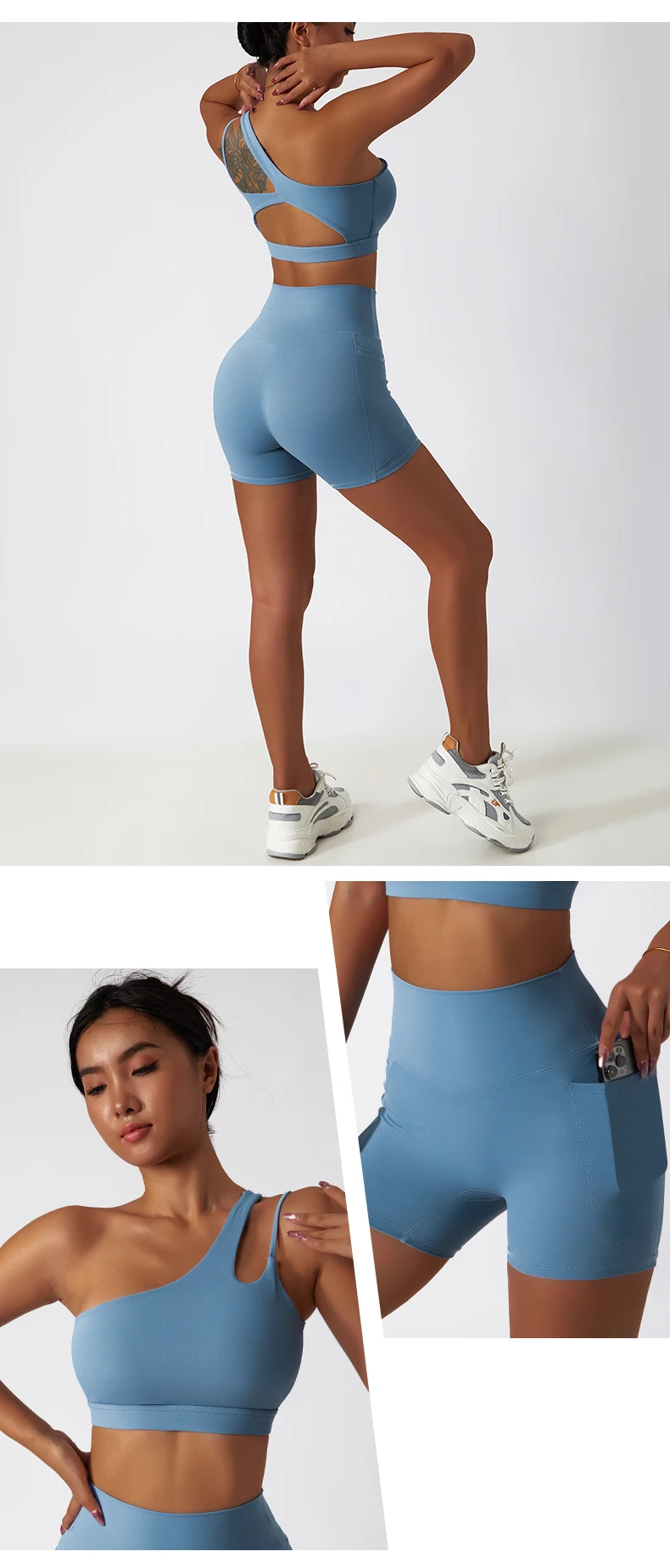 Wholesale Outdoor Sportswear Fitness Women Yoga Set Oblique Strap Bra ...