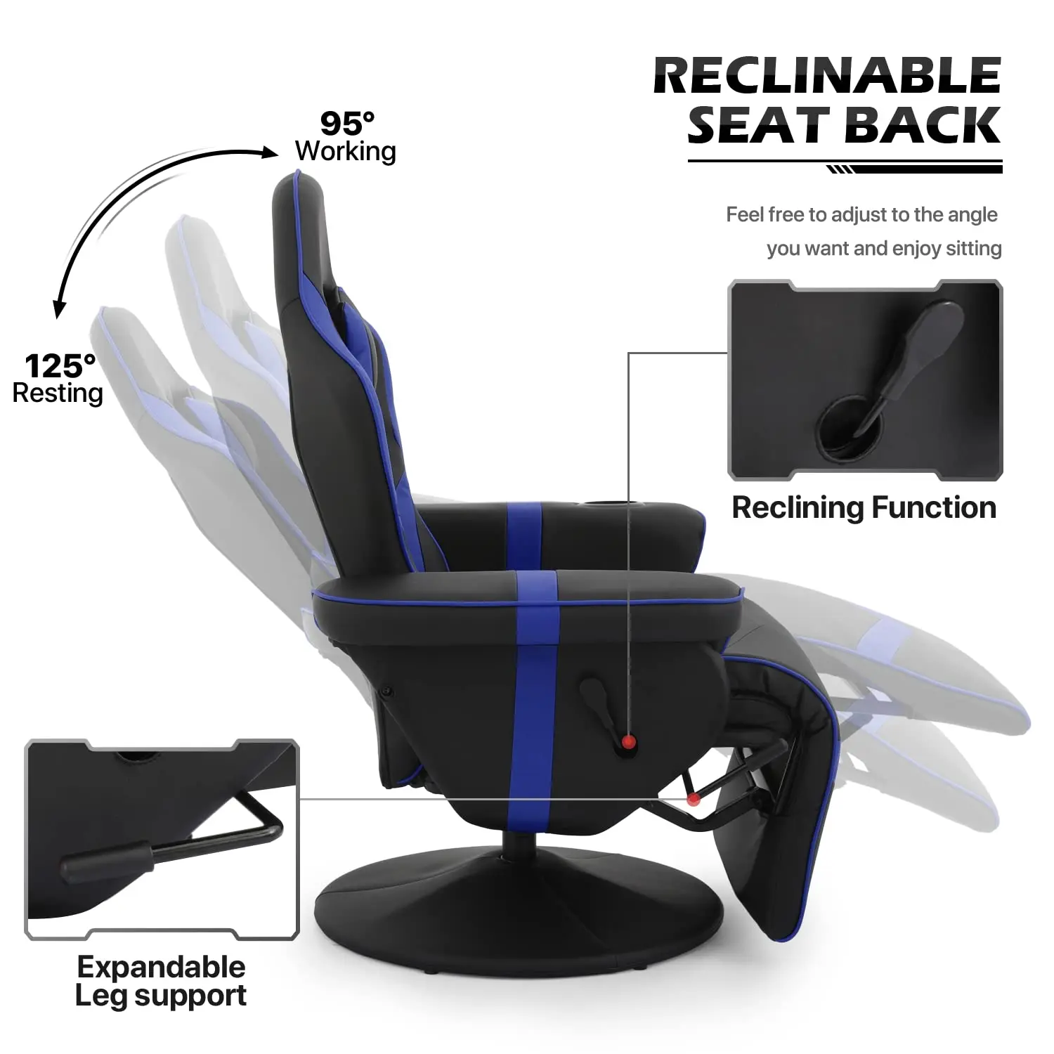 Reclining Video Gaming Single Sofa Gaming Chair Ergonomic Game Recliner