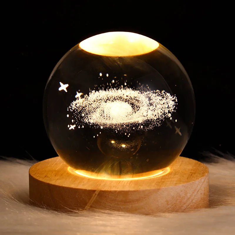Wholesale Art Crystal Ball Night Lamp 3d Luminous Solar System Crystal ...