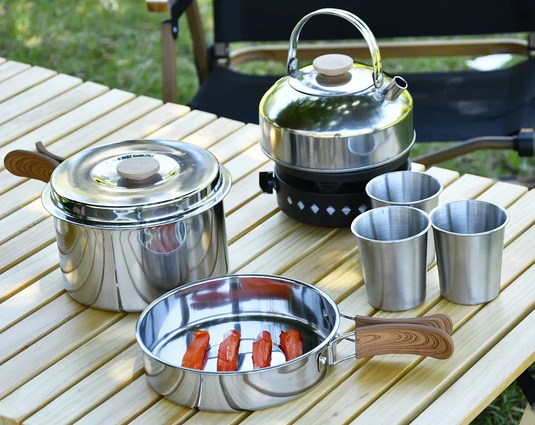 Customized Camping Cooking Accessories Stainless Steel Cooking Pots And