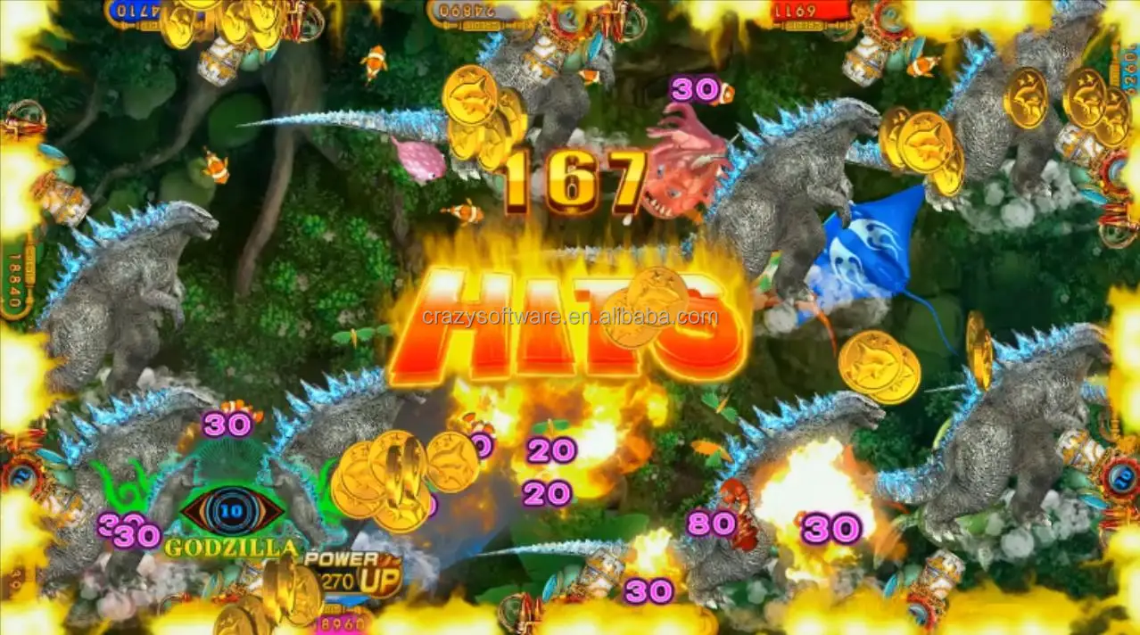 High Quality Indoor Coin Operated 10 Player 86/100inch Fish Game Table in Las Vegas Ocean King 3 Plus Godzilla Vs Kong