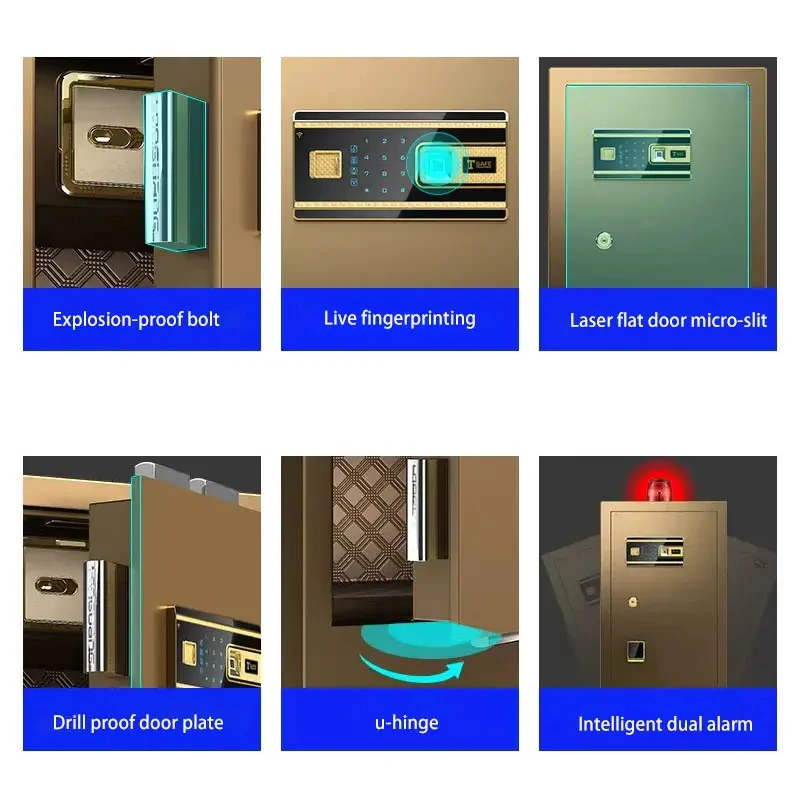 High Performance Custom Home Safety Deposit Safe Box with Fingerprint Security and Key Safes Locker Storage with Password Lock