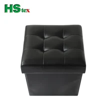 HStex High Quality Home Furniture Pvc Shoe Ottoman Wholesale Black Leather square Stool With Storage