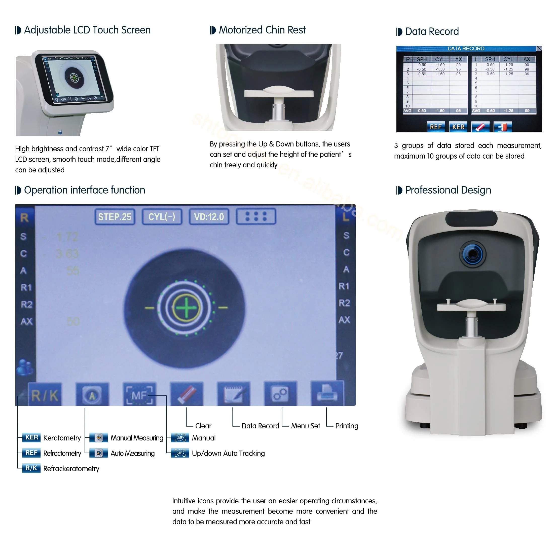2022 New Design Auto Refractometer Optical Keratometer Preferential Price with for Sale