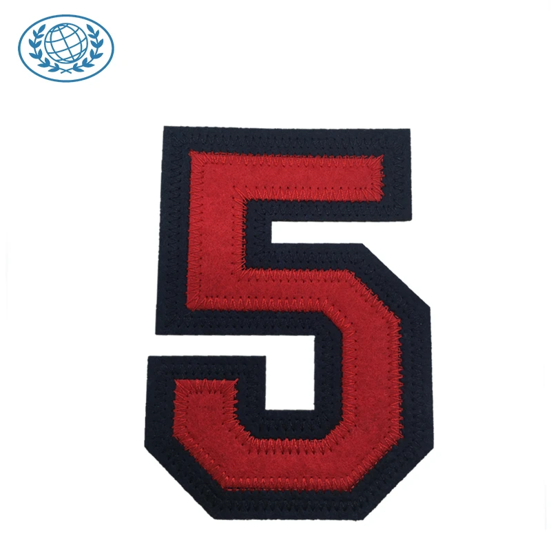 Custom Numbers Alphabet Letters C Varsity Applique Felt Embroidery Patch Stripes DIY Clothing Accessory Iron on Backing