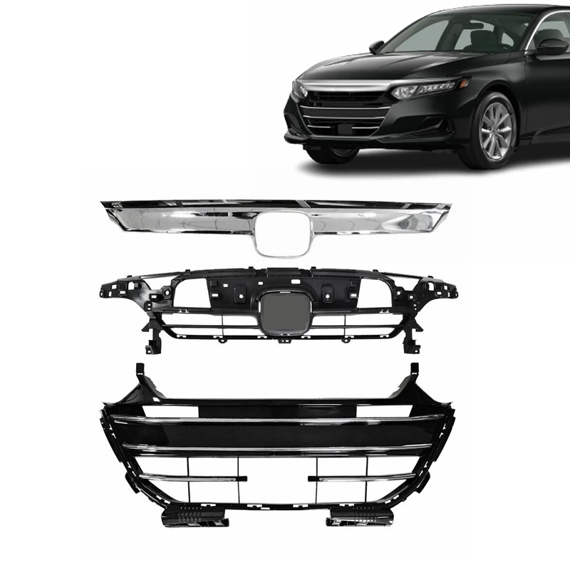 OEM auto parts front bumper kit trim molding front bumper upper lower black chrome grille kit for Honda accord 2021 2022