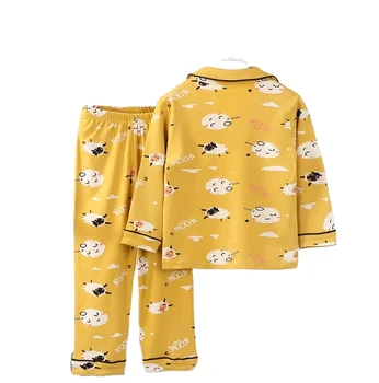 Children Sleepwear Girls Long Sleeve Cotton Pink Pajamas 100% Good Cotton Pyjamas with Button 2pcs Kids Pijamas Homewear Clothes