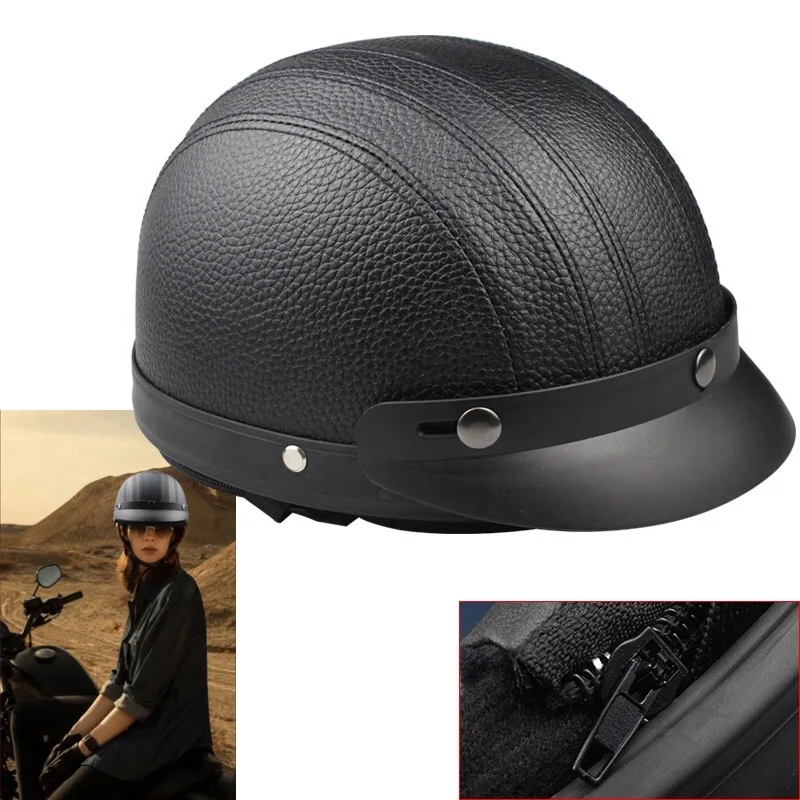 Casco Moto Retrò Mezza Conchiglia - DOT Omologato, Visiera, Aperto Per Uomo E Donna - Foto 12