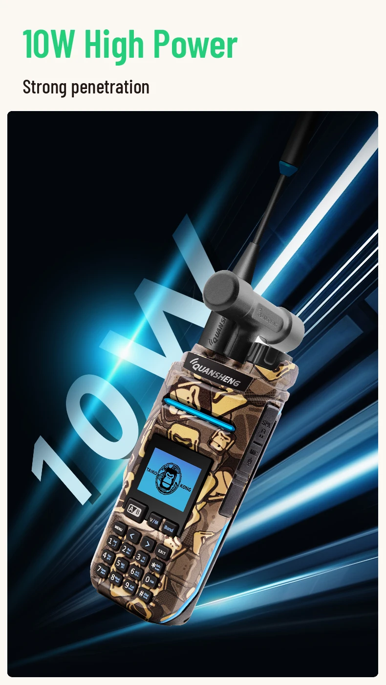 2026 New QUANSHENG TK11 IP Camouflage Analog Two Way Radio with VHF/UHF and 0-10KM Range AM FM ROHS FCC CE