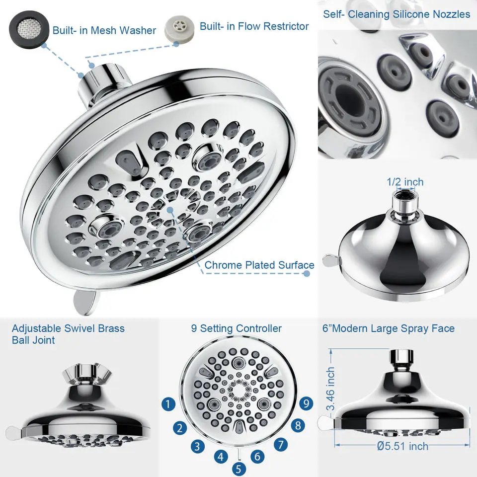 Factory Direct Sale Brushed Brass Shower Head Combo Set Bathroom