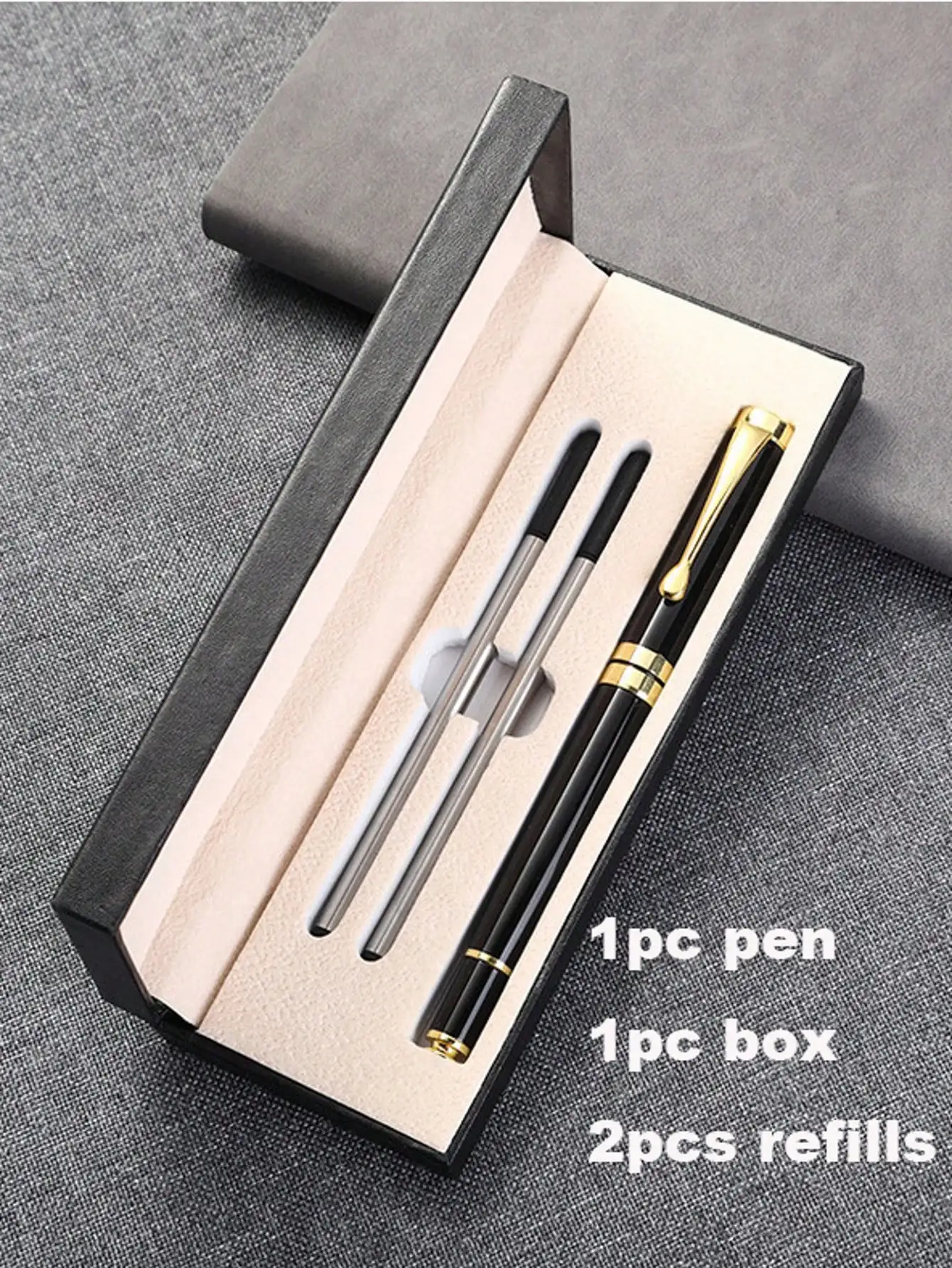 High Quality Metal Roller Pen Set Roller Tip Black and Gold Boss Signature Pens with Extra Ink Refills