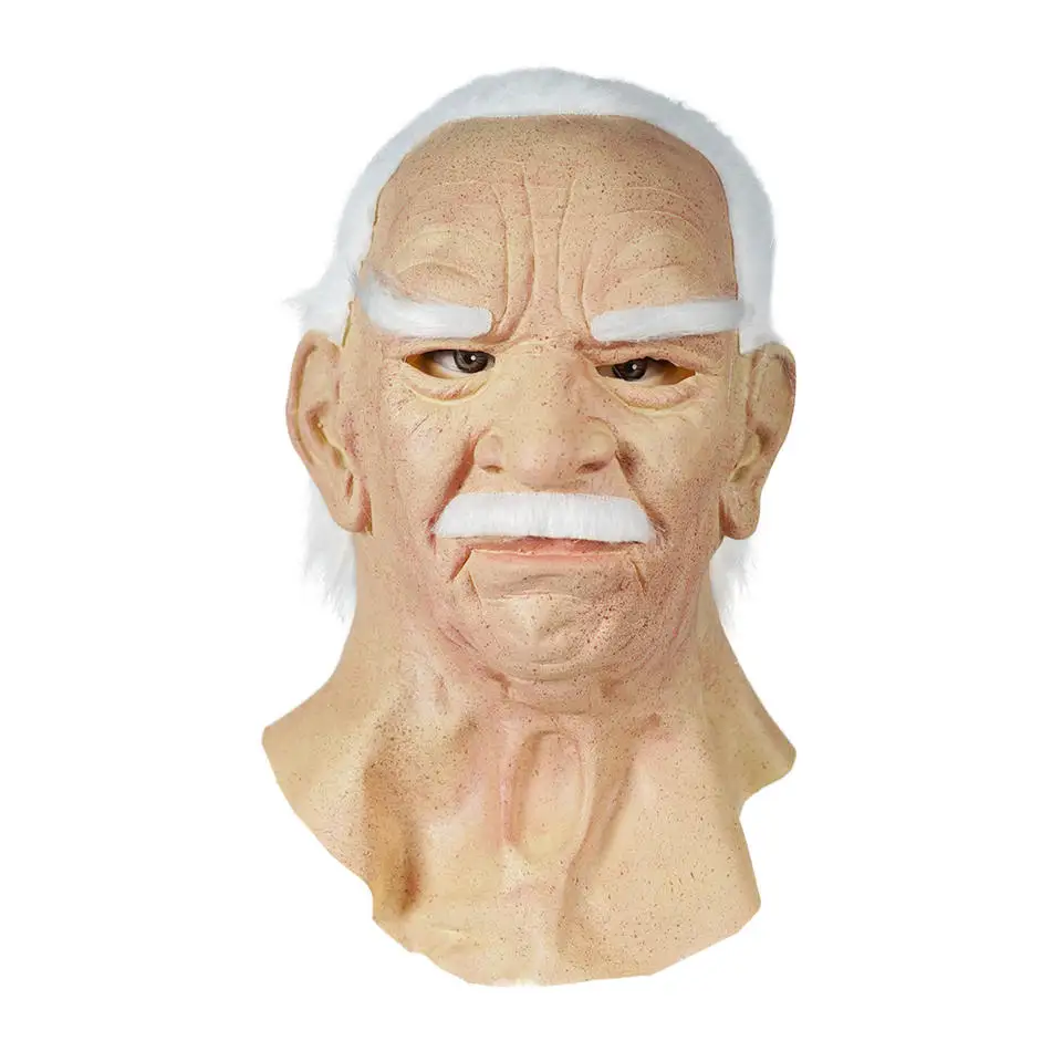 Nicro Latex Wrinkles Realistic Bald Old Man Women Latex Mask Halloween