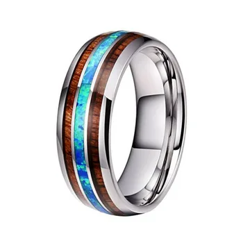 ring 8mm new design men band Brushed Tungsten Carbide opal jewelry support drop shipping ring