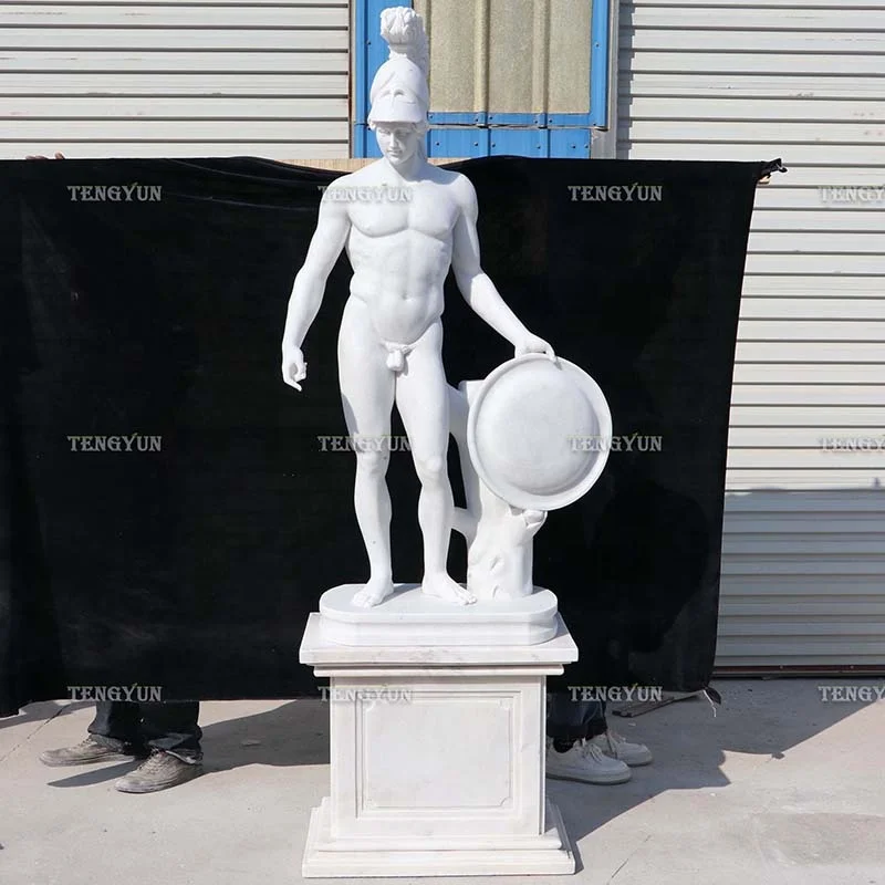 庭園装飾彫刻等身大有名なギリシャ神話ヌード男性彫刻白大理石アキレス