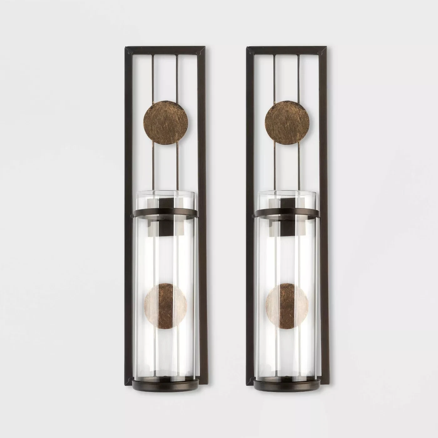 Крытый украшения, безопасная 2 шт. Современная железная стеклянная стена комплект бра с двойными стенками лампы в форме свечи