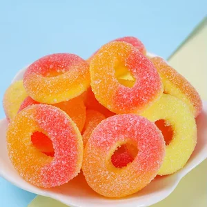 Super Sour Apple Ball Fruity Flavored Sweet Gummy Candy Snacks Peach Scented Fruit