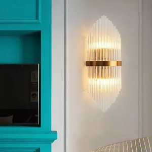 Stainless Steel Modern Gold Crystal Wall Lights Bedside for Bedroom Living Room Aisle Home Decoration LED Sconce Indoor Fixtures