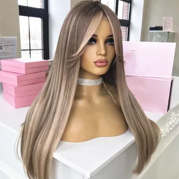 Hot Product Highlights Color Straight Cuticle Aligned Kosher Wig HD Lace Front Wig For White Women