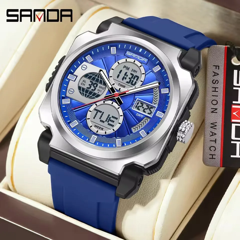 サンドマスター SANDA 3377 Men's Watch - Dual Display, Waterproof, and Stylish