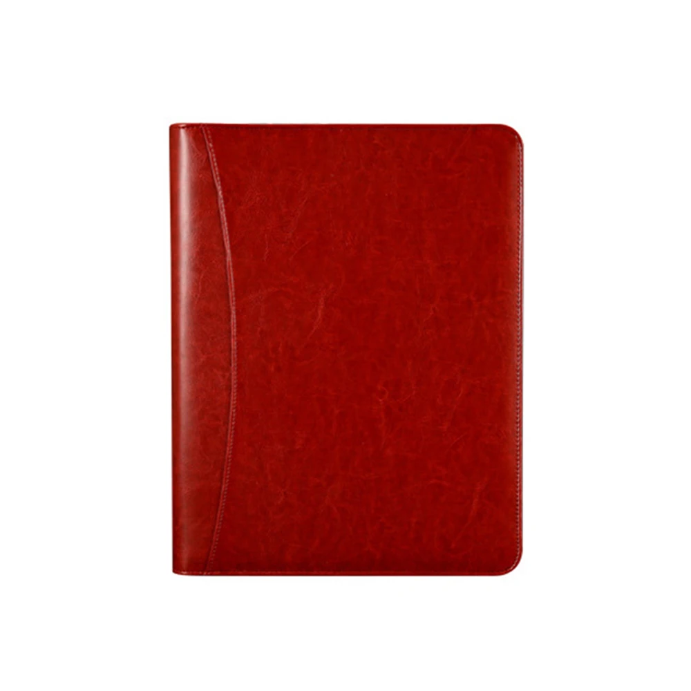Waterproof Leather Zipper File Folder Bag,Multifunction Portfolio Folder, Leather Document file folder