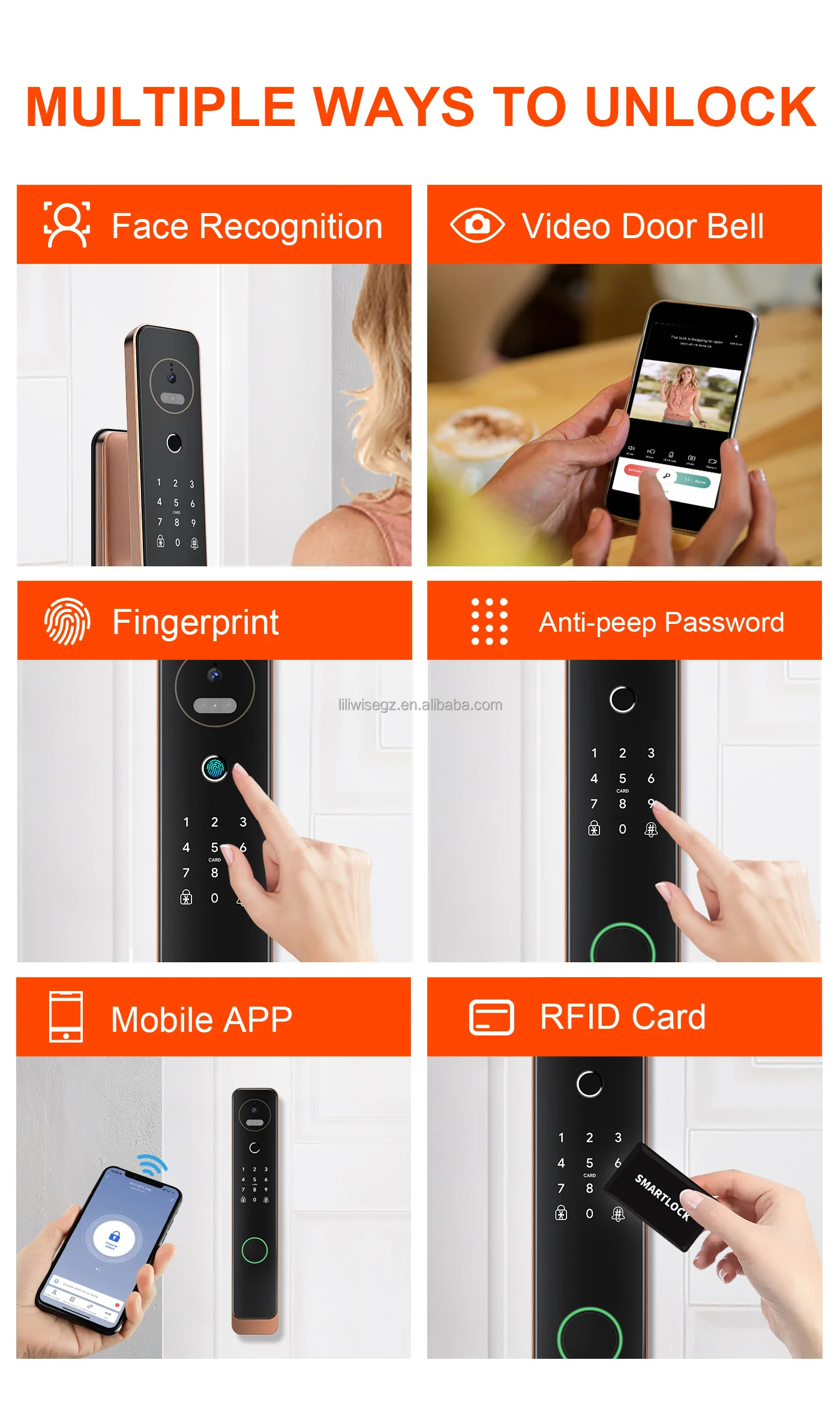 Liliwise Fully Automatic Push Pull Smart Door Lock with Mechanical Key for Residential and Apartment Security 7