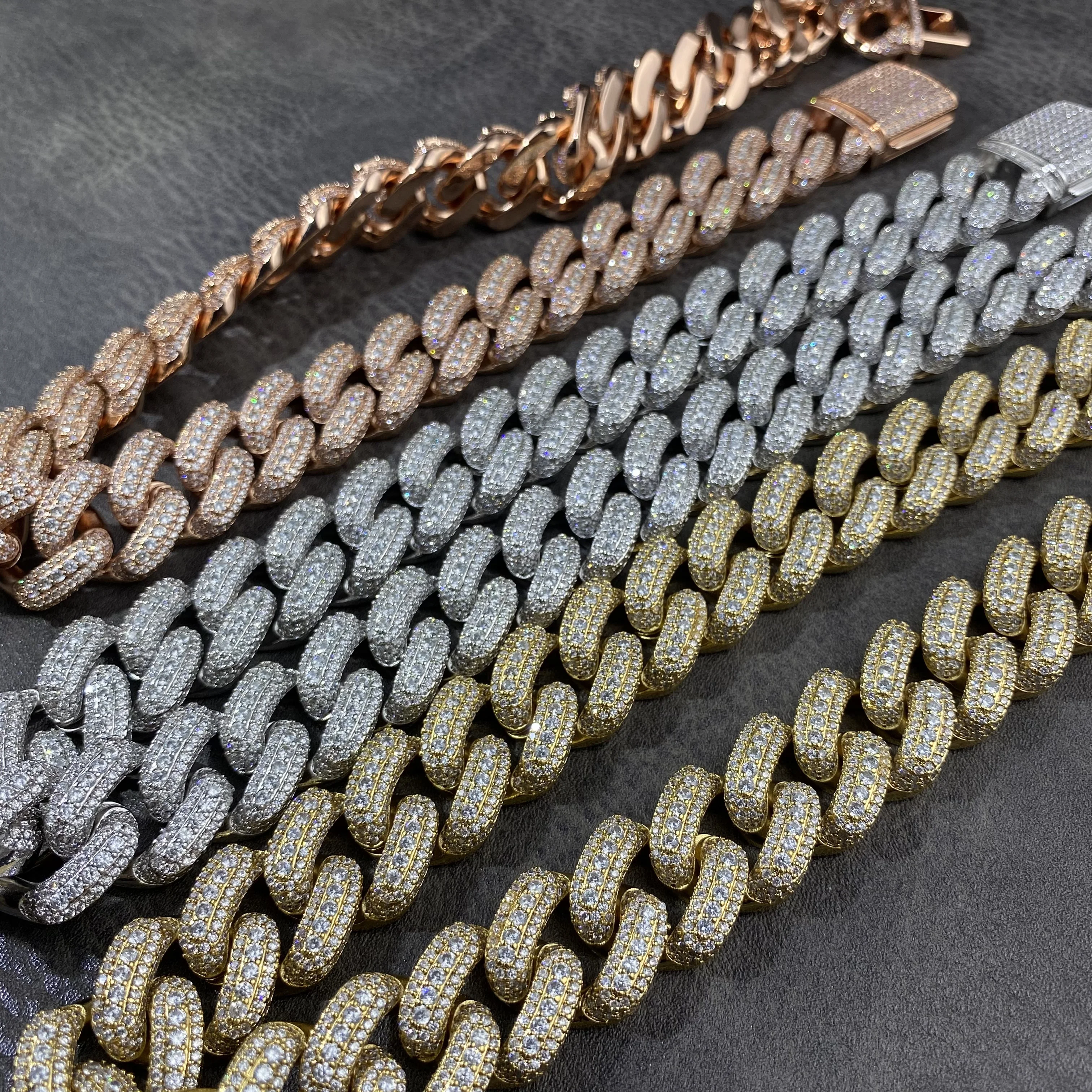 Fashion Jewelry Big Size Wholesale Ced Out Men Hip Hop Bling Jewelry Brass  AAAAA+ CZ Men Miami Cuban Curb Link Chains