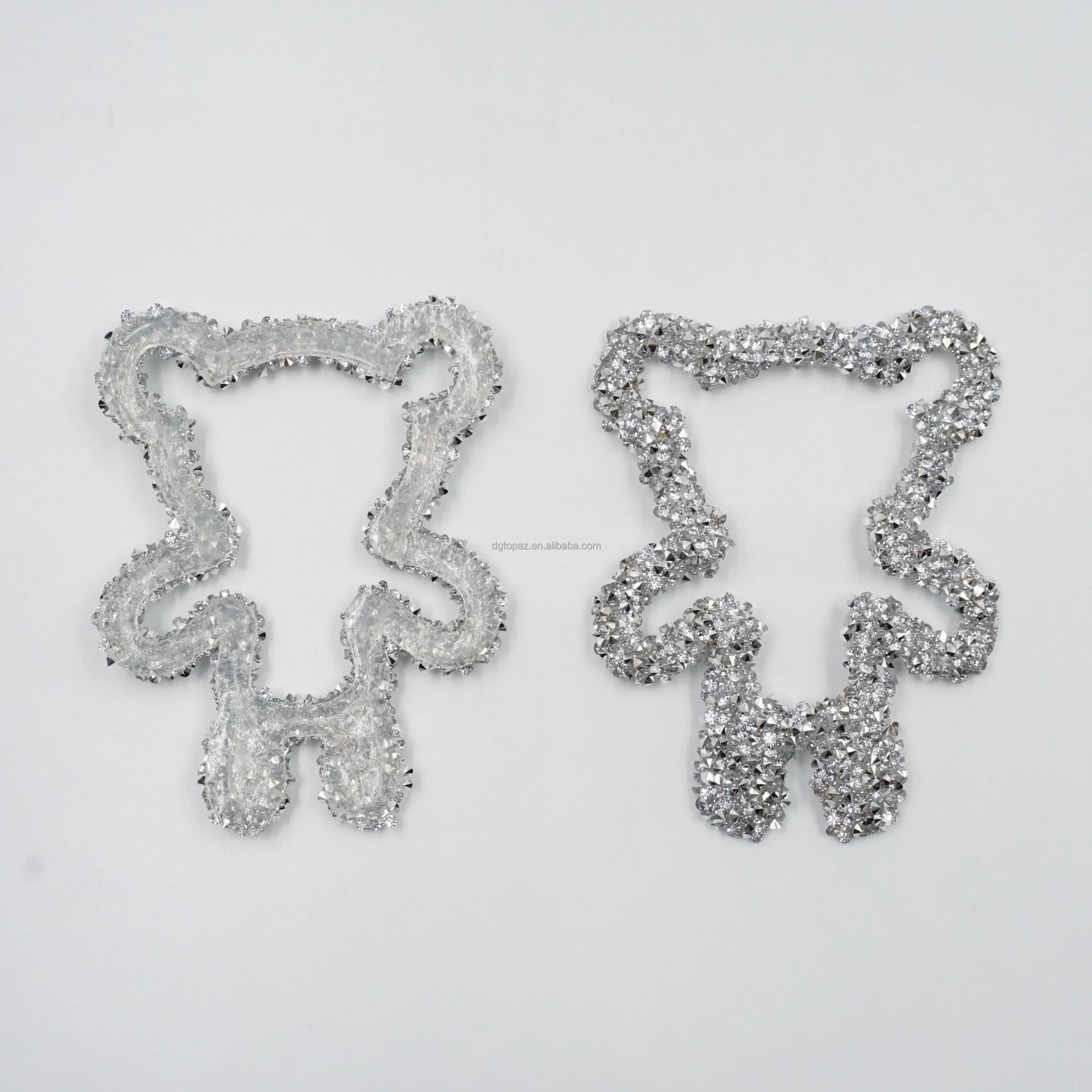 Free sample Custom Design Bear rhinestone Patch 3D Embroidery Applique For Clothing