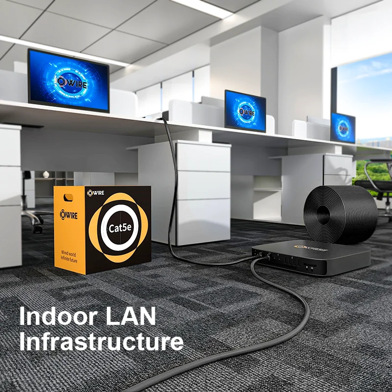 OWIRE High Quality Cat 5e Indoor Ethernet Cable Supporting up to 5GBASE T Applications