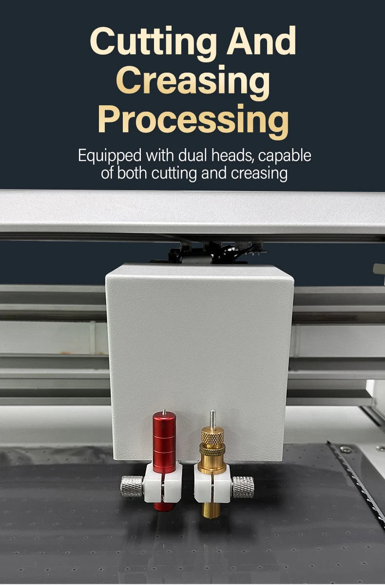 A3+ Flatbed Cutter Plotter Double Head Cutting Creasing Box Making Machine With Signmaster AI CDR