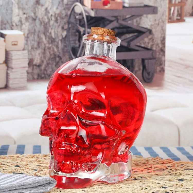 VOSOL 750ml Skull Whiskey Bottle Creative Glass Skull