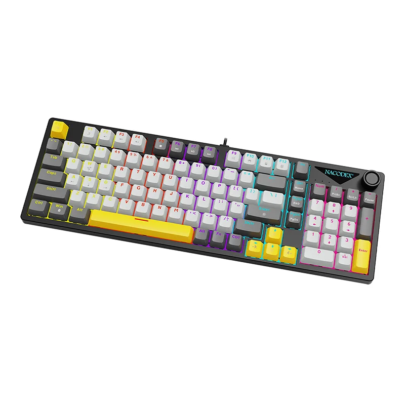 Teclado para Juegos con Cable Ajazz NK98, Luz de Arcoíris, 98% de