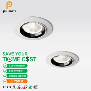 PULUOTI 15W LED Elephant-trunk Lamp Adjustable Angle 45°  White Black Silver Gun Black Highlight Spot Light 75mm Cut Aluminum