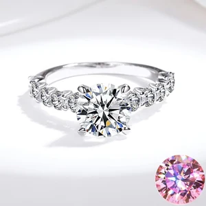 Wholesale CLASSIC Style 925 Sterling Silver Moissanite Wedding Ring for Women Four Prong Diamond Jewelry with Forever Love Tag