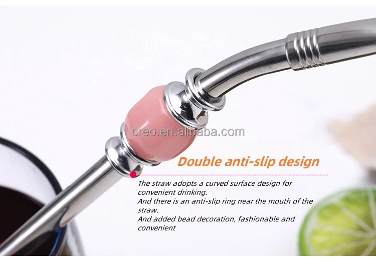 product one stop supply drinking accessories stainless steel yerba mate tea straw spoon with brush  color beads handle for unique gifts-4